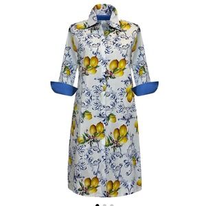 NWOT Perlavera Womens Clara Lemon Knee-Length Missy Fit A Line Dress